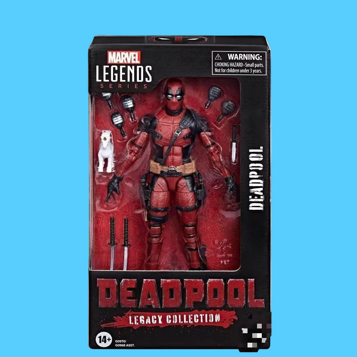 Action Figure colecionável do Deadpool na Embalagem da Linha Marvel Legends Series Legacy Collection 