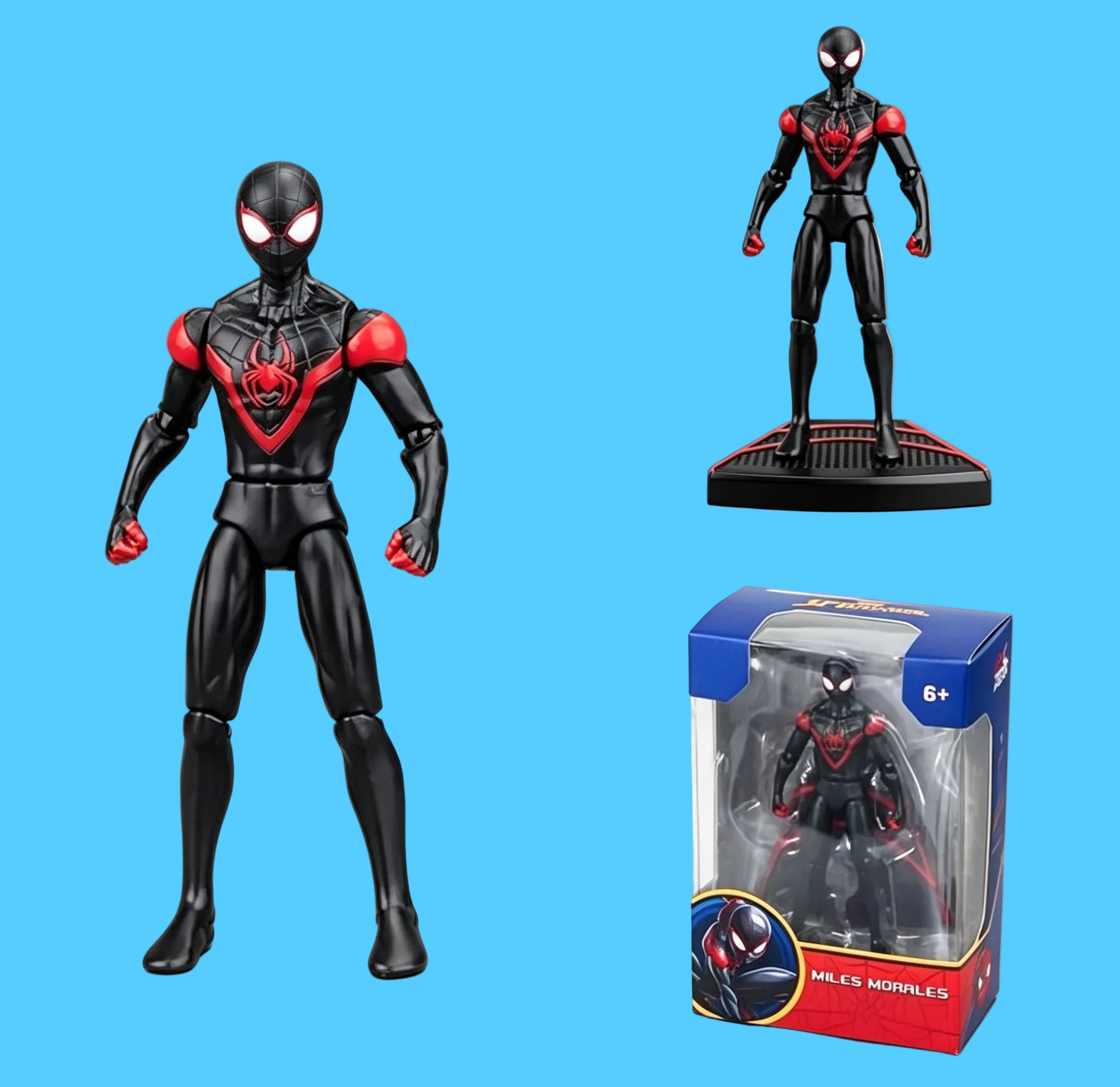 Imagem do Miles Morales do Universo Homem Aranha na Cor Preta e Vermelha