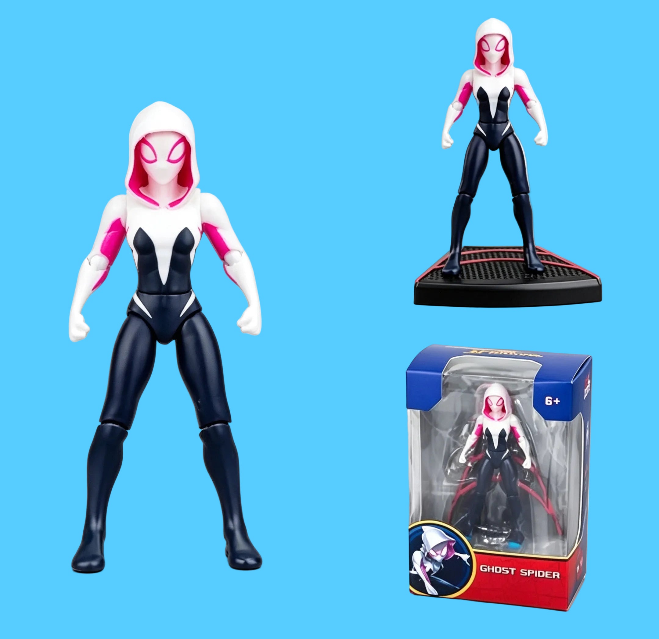 Imagem da Personagem Gwen do Universo Homem Aranha na Cor Branco, Preto e Rosa
