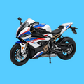 Miniatura de Moto Esportiva Bmw S1000RR nas Cores Branca, Azul e Vermelha 