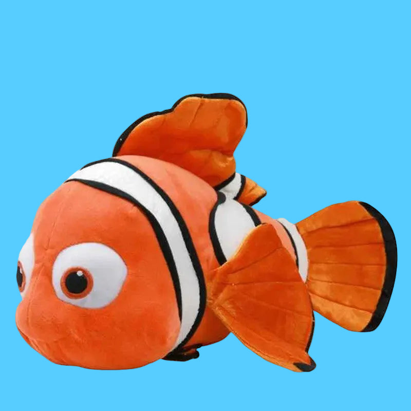 Pelúcia de Peixe Palhaço nas Cores Laranja, Branca e Preta Inspirada no Personagem Nemo