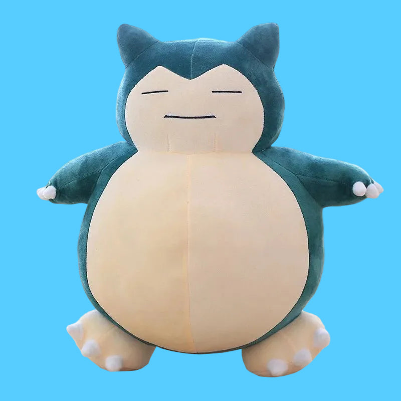 Pelúcia do Pokémon Snorlax Cor azul-esverdeado com a Barriga e Rosto Bege